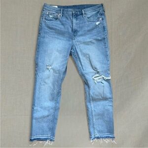 GAP cigarette blue jeans high rise distressed skinny
